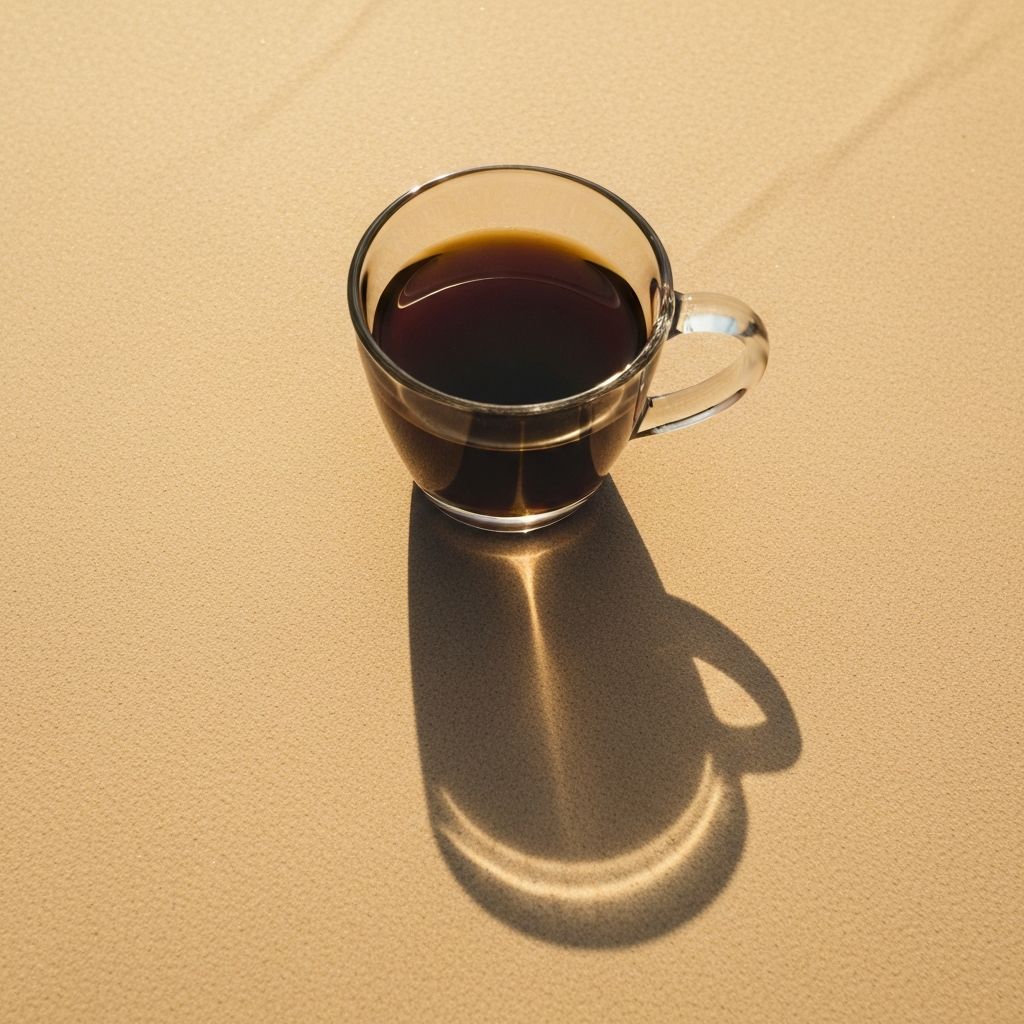 A cup of artisan coffee on a warm surface